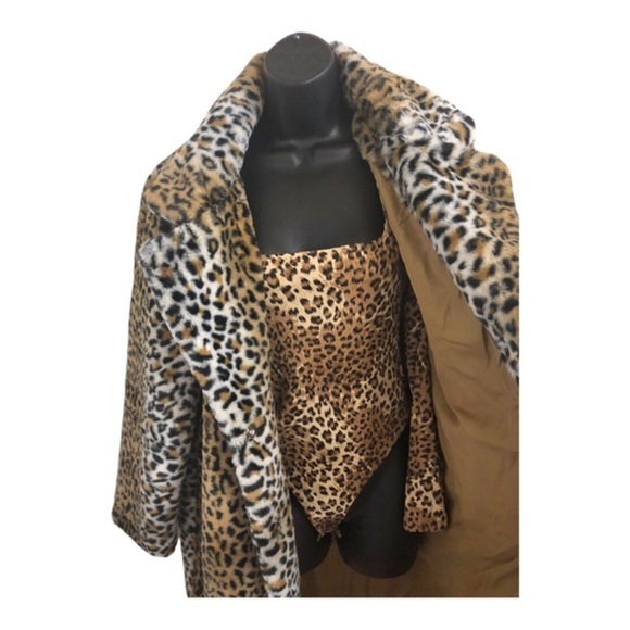 Stoosh glamorous diva cheetah spotted leopard print luxe faux fur coat size L - Picture 9 of 12